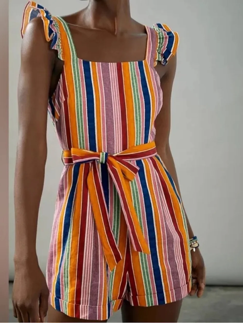 FARM Rio Reyes Linen Striped Romper - Picture 9 of 9
